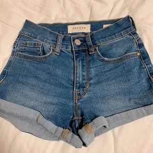 pacsun denim shortie shorts
